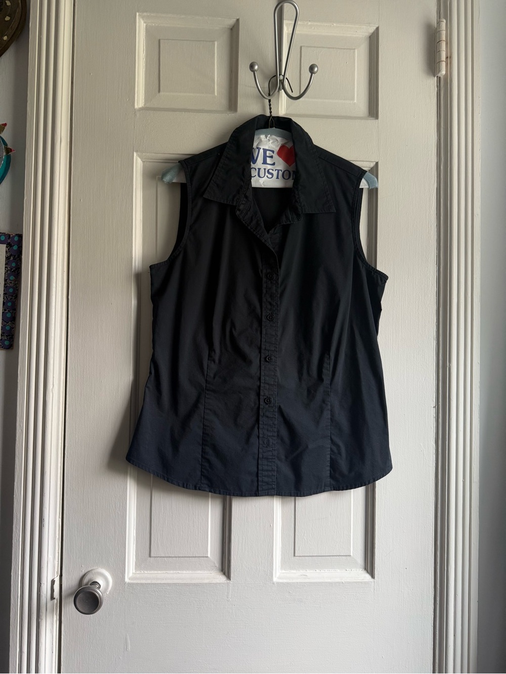 ON black tailored cotton sleeveless shirt sz M